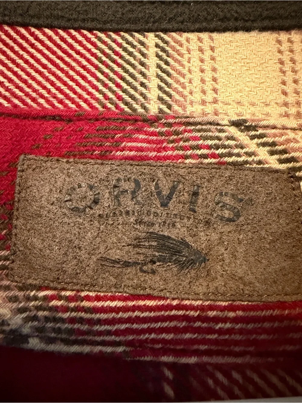 ORVIS Men’s Red and Cream Flannel Plaid Button Up Shirt Jacket | Size XXL
